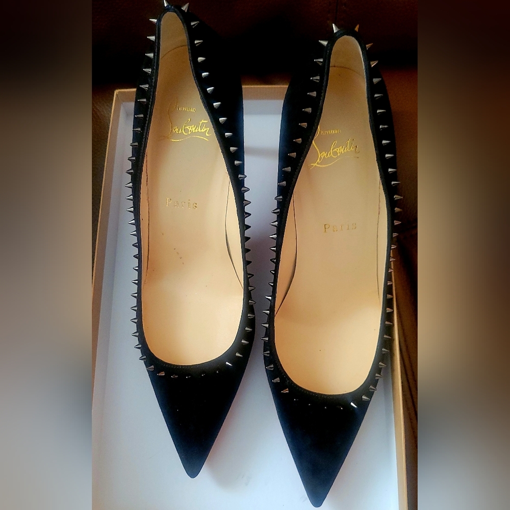 Black Suede studded Christian Louboutin Pumps